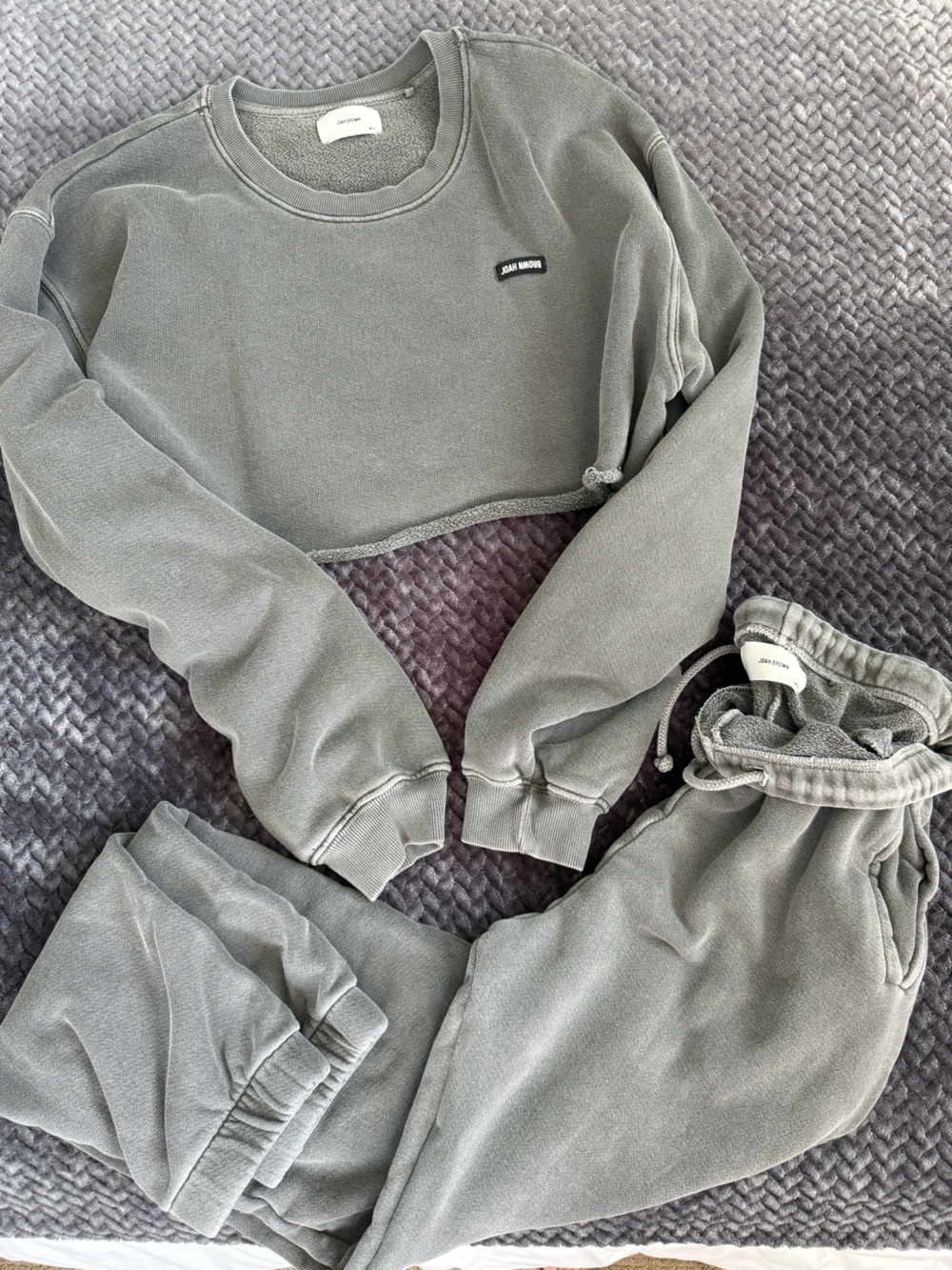 Joah Brown Women's Cropped Sweatshirt and Jogger Set in Sage Green